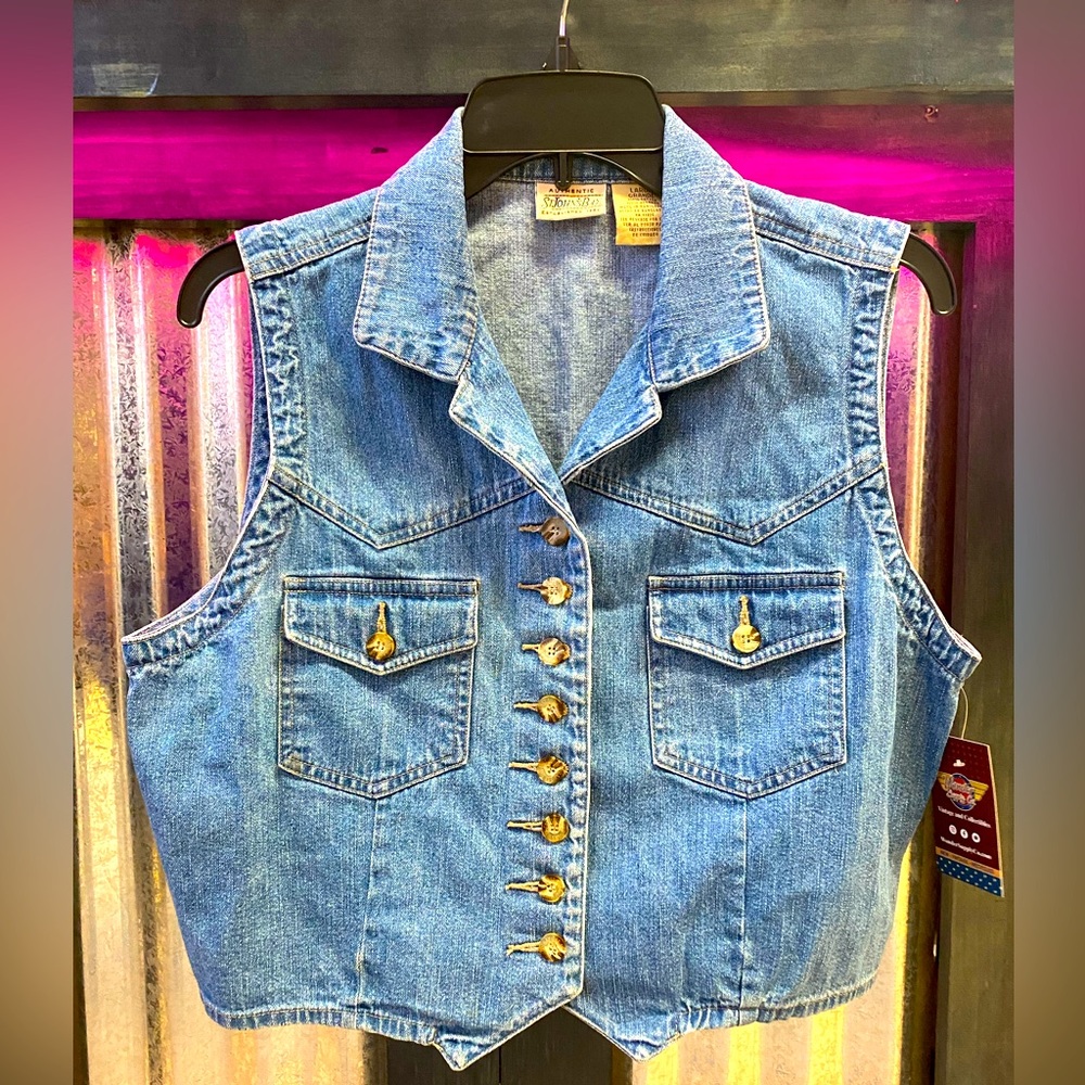 Vintage 90s Denim Vest St John's Bay Large